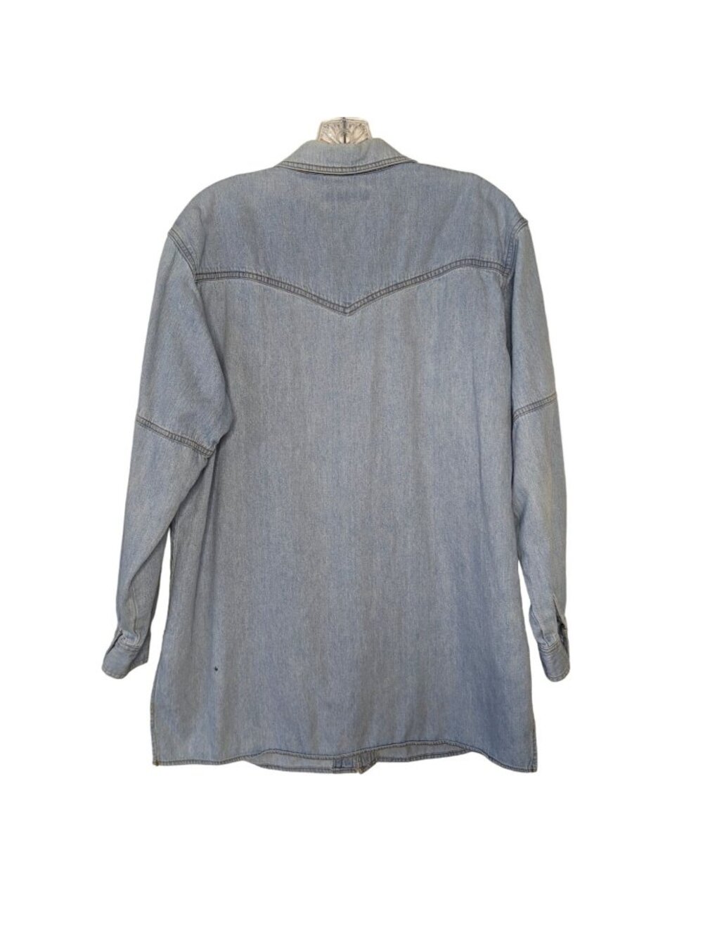 CASSINI Jeans long sleeve light blue fringe Cowgirl Western Vintage Shirt M - Picture 3 of 12